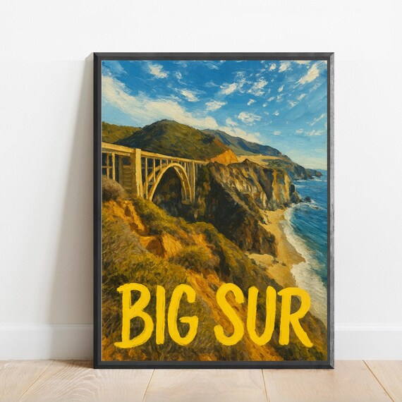 Big Sur Poster Impressionist Travel Art Print Modern Wall Decor Bold Textured Brushstrokes