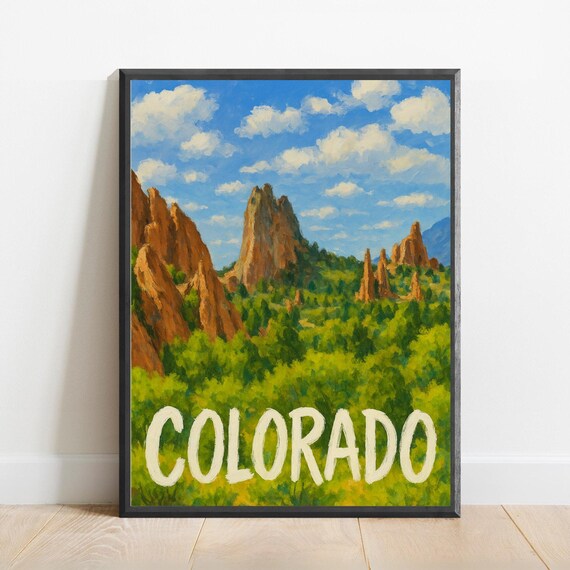 Colorado Poster Impressionist Travel Art Print Modern Wall Decor Bold Textured Brushstrokes