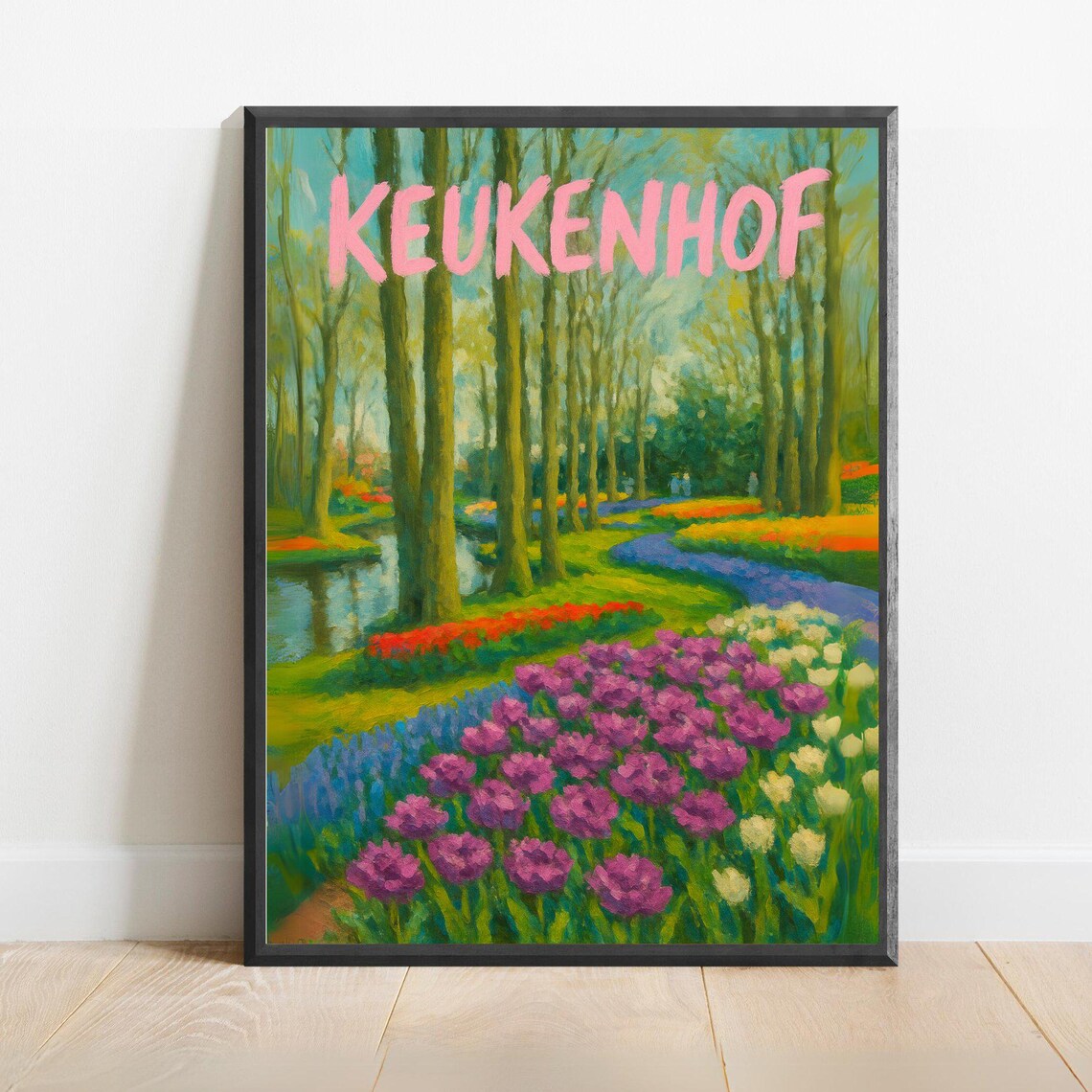 Keukenhof Netherlands Tulip Garden Canal Spring Flowers Poster