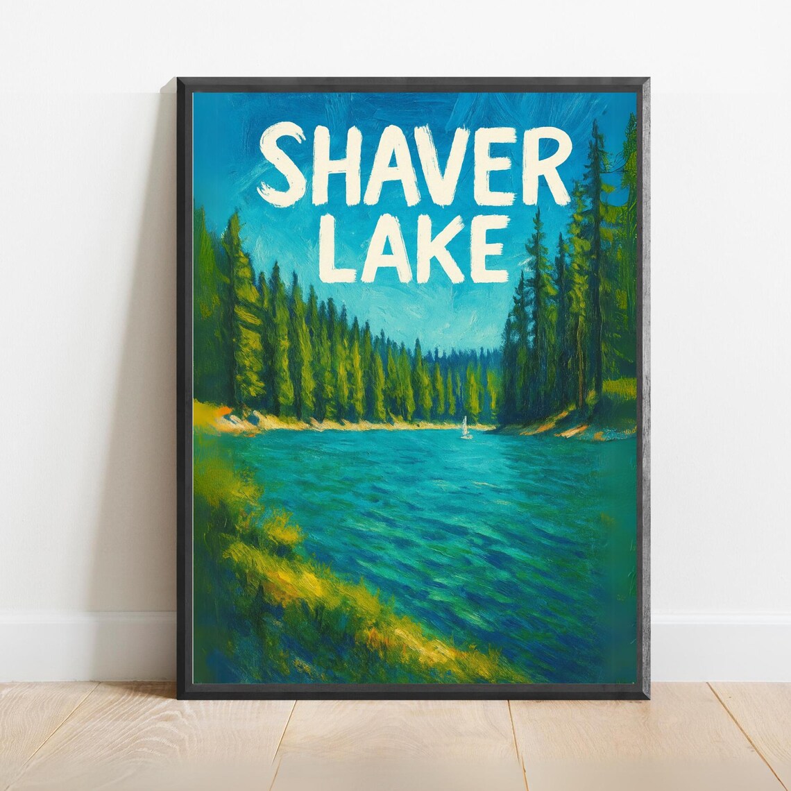Shaver Lake California Pine Forest And Turquoise Lake Poster