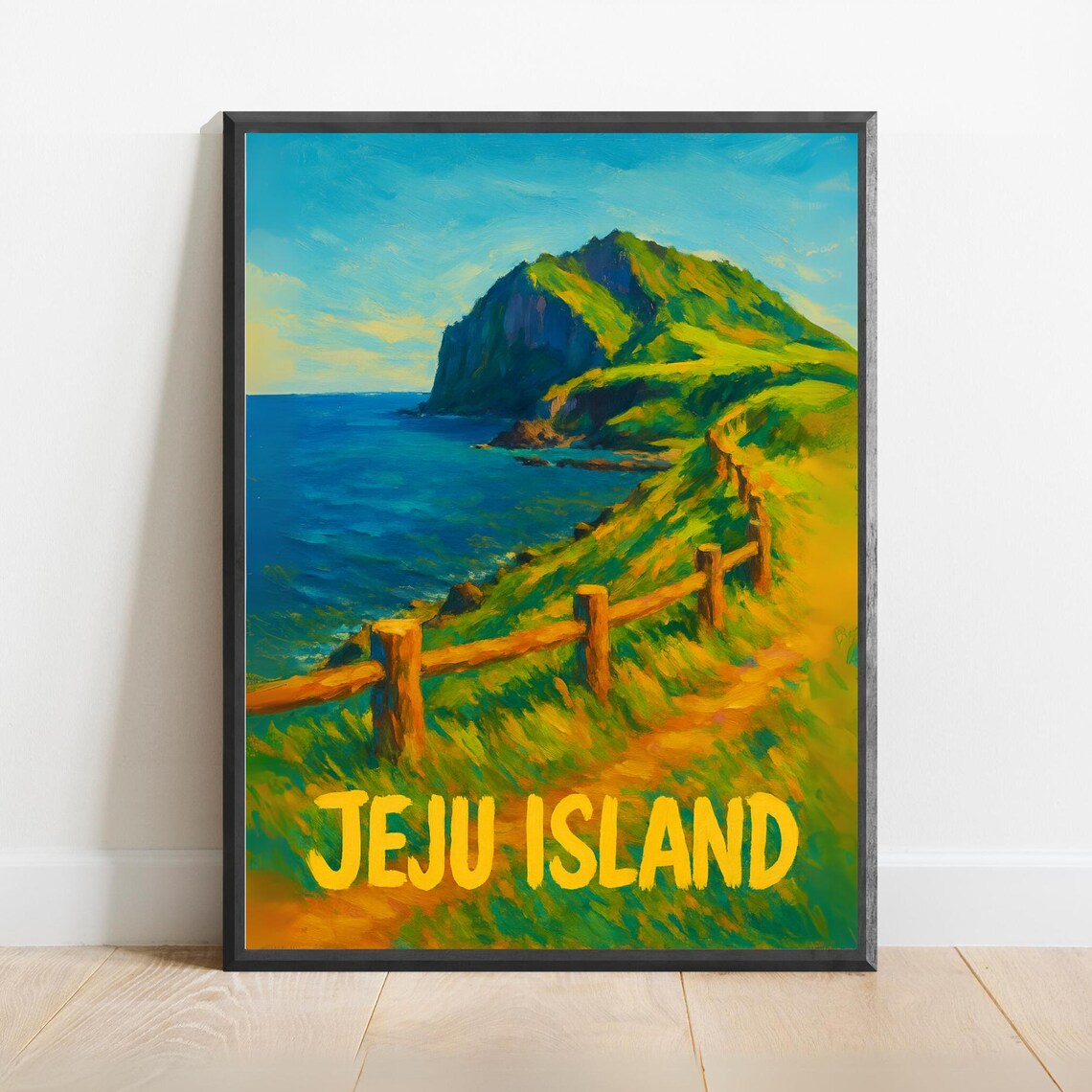 Jeju Island Volcanic Coastline Scenic South Korea Travel Poster