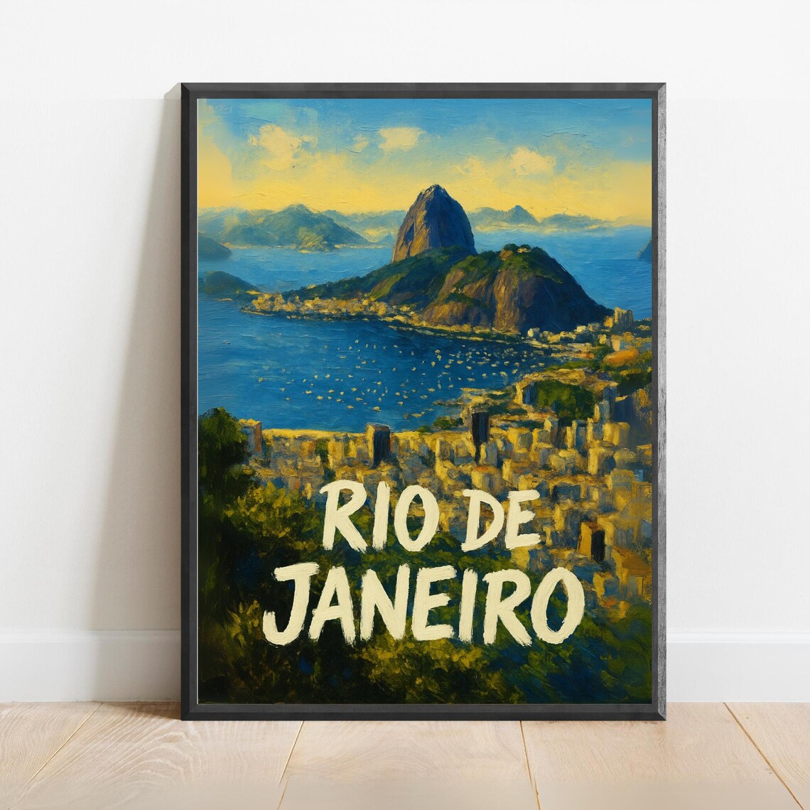 Rio de Janeiro Sugarloaf Mountain Sunset Brazil Travel Poster