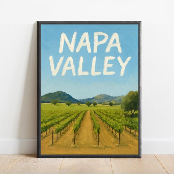 Napa Valley Poster Impressionist Travel Art Print Modern Wall Decor Bold Textured Brushstrokes