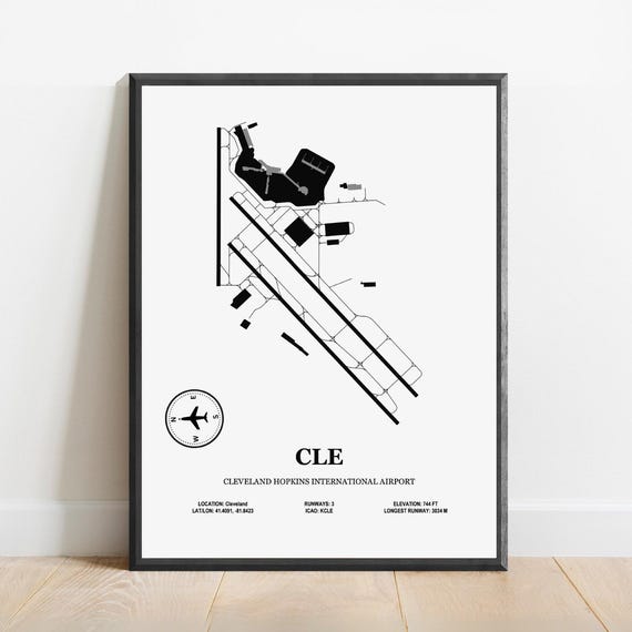 Cleveland Hopkins International Airport Design Map Poster