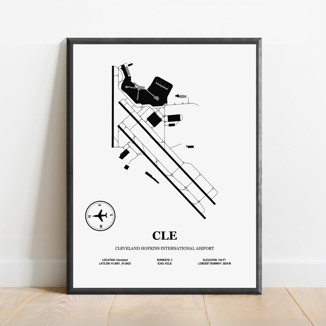 Cleveland Hopkins International Airport Design Map Poster
