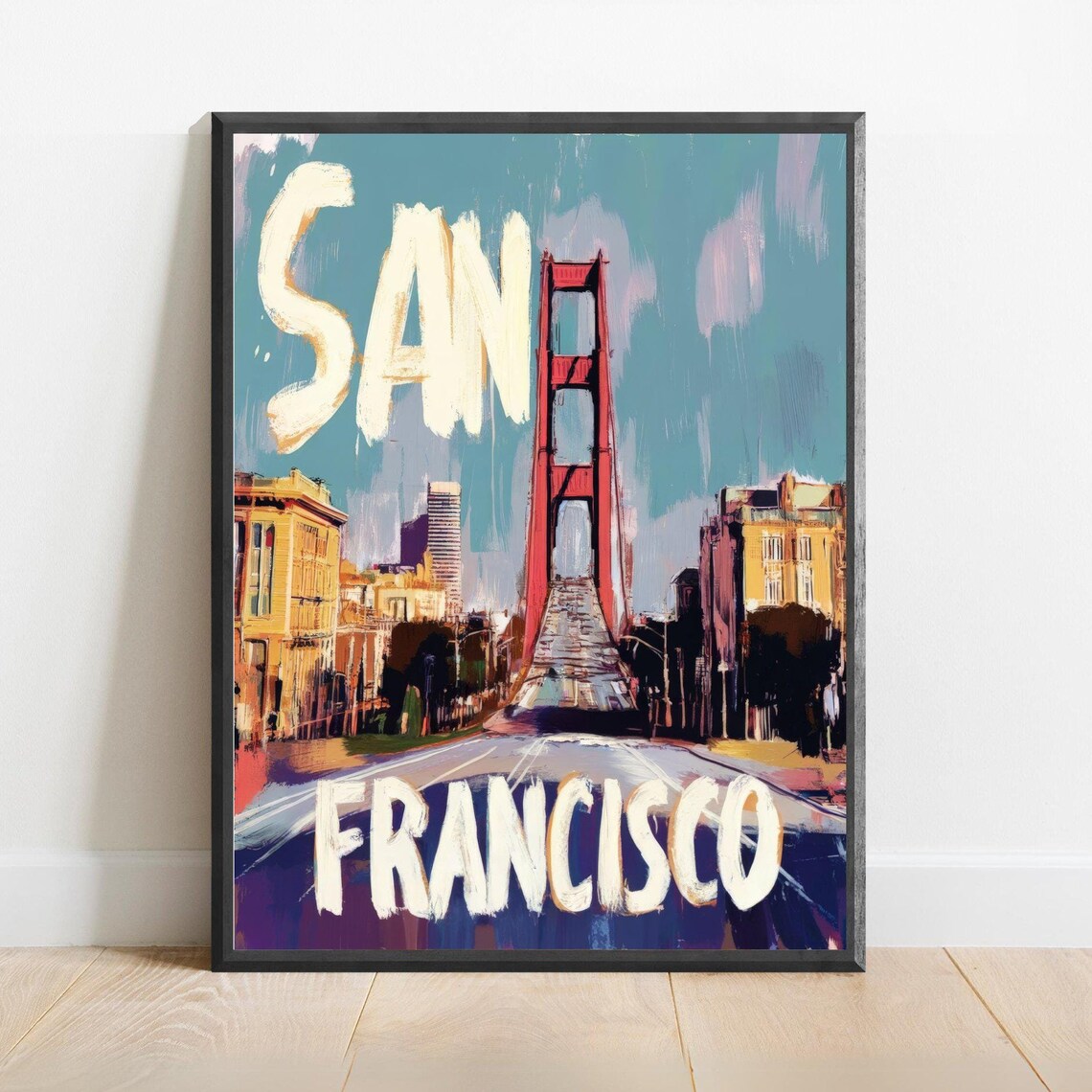 San Francisco Golden Gate Bridge Bold Painted City Travel Art Poster