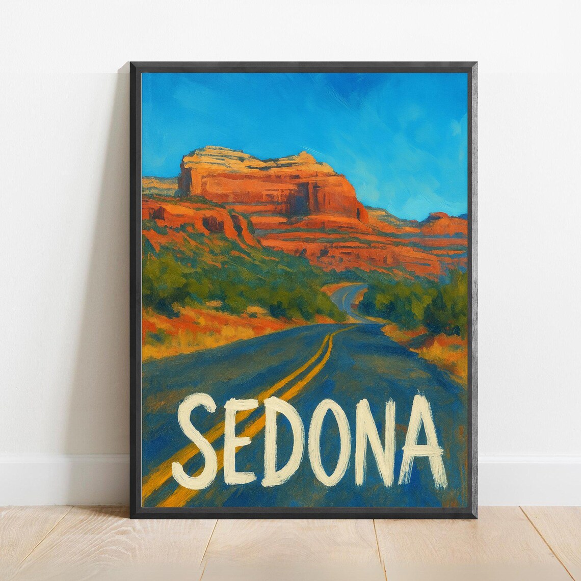 Sedona Arizona Red Rock Desert Road Scenic Highway Travel Poster