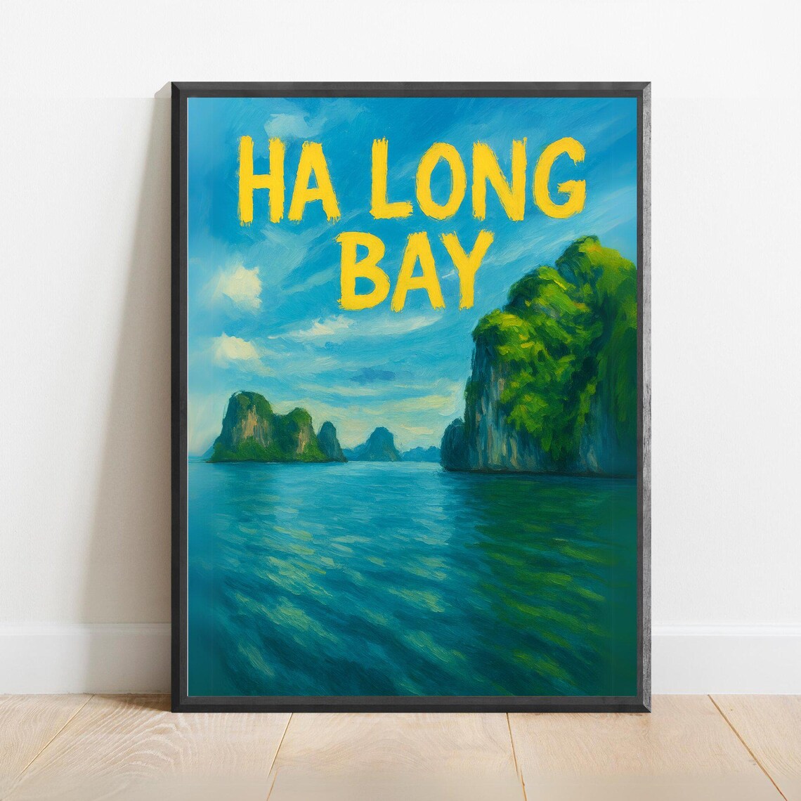 Ha Long Bay Vietnam Poster Limestone Karsts Over Turquoise Sea Art