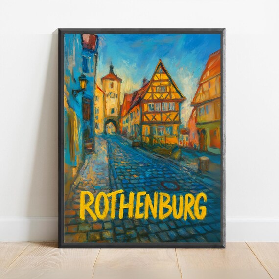 Rothenburg Medieval German Street Bavaria Fairytale Travel Poster