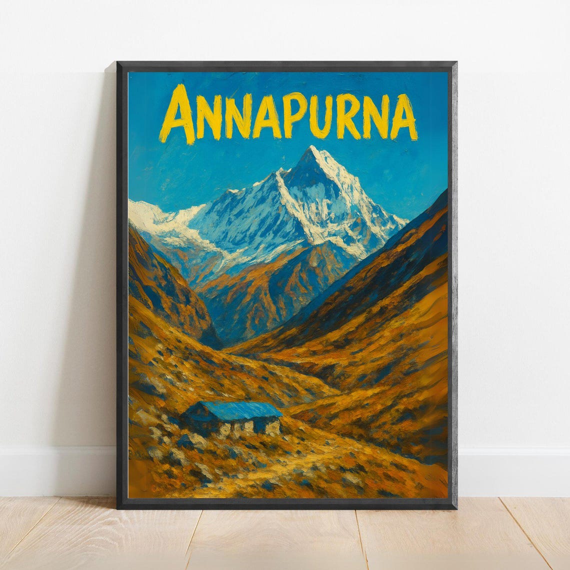 Annapurna Nepal Vintage Travel Poster With Himalayan Snowy Peak