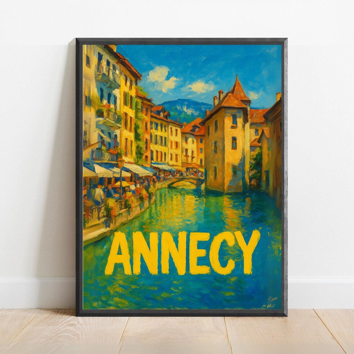 Annecy Canal Old Town Colorful Painted French Alps Travel Poster