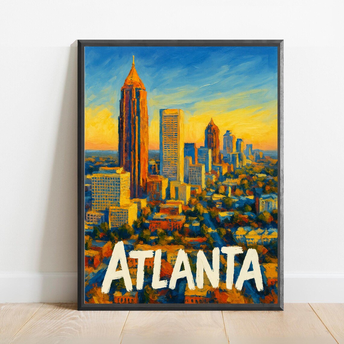 Atlanta Georgia Skyline Sunset Impressionist City Travel Wall Poster
