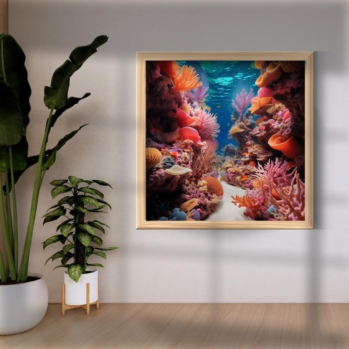 Colorful Coral Reef Canyon Vibrant Underwater Garden Scene Poster
