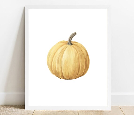 Watercolor Pumpkin Print Autumn Harvest Decor