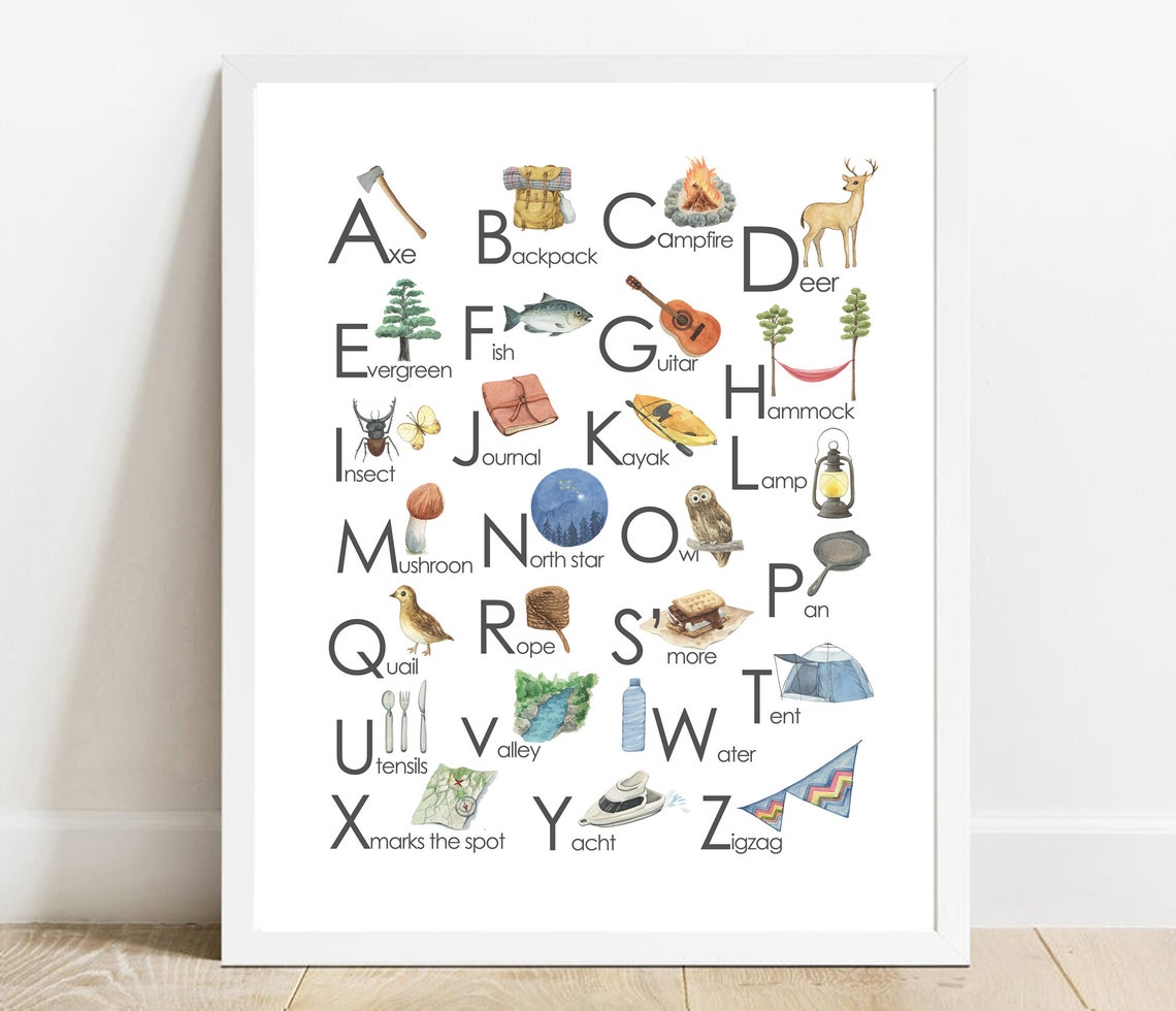 Camping Alphabet Nursery Print Abc Poster