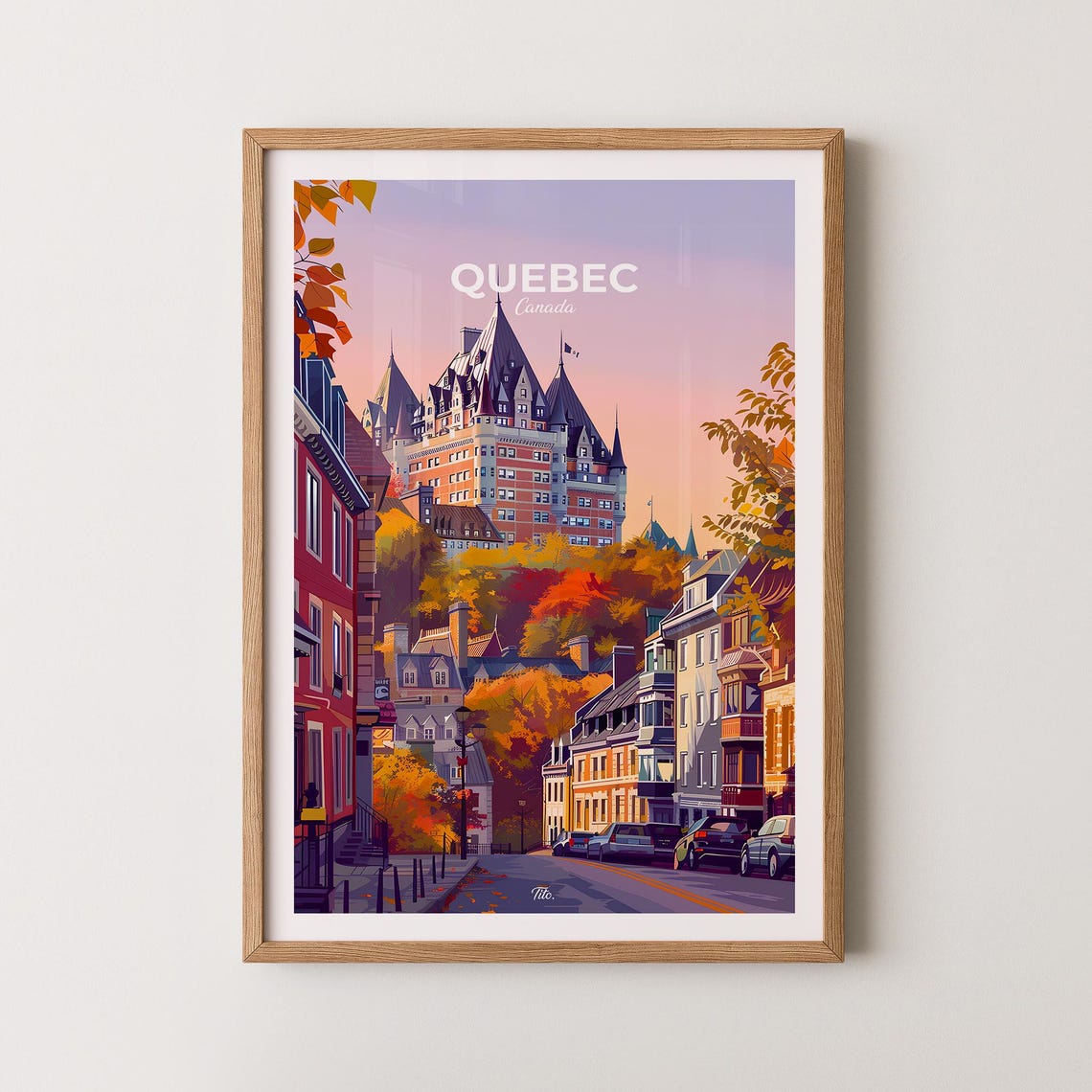 Quebec Canada Chateau Frontenac Autumn Old Town Travel Poster