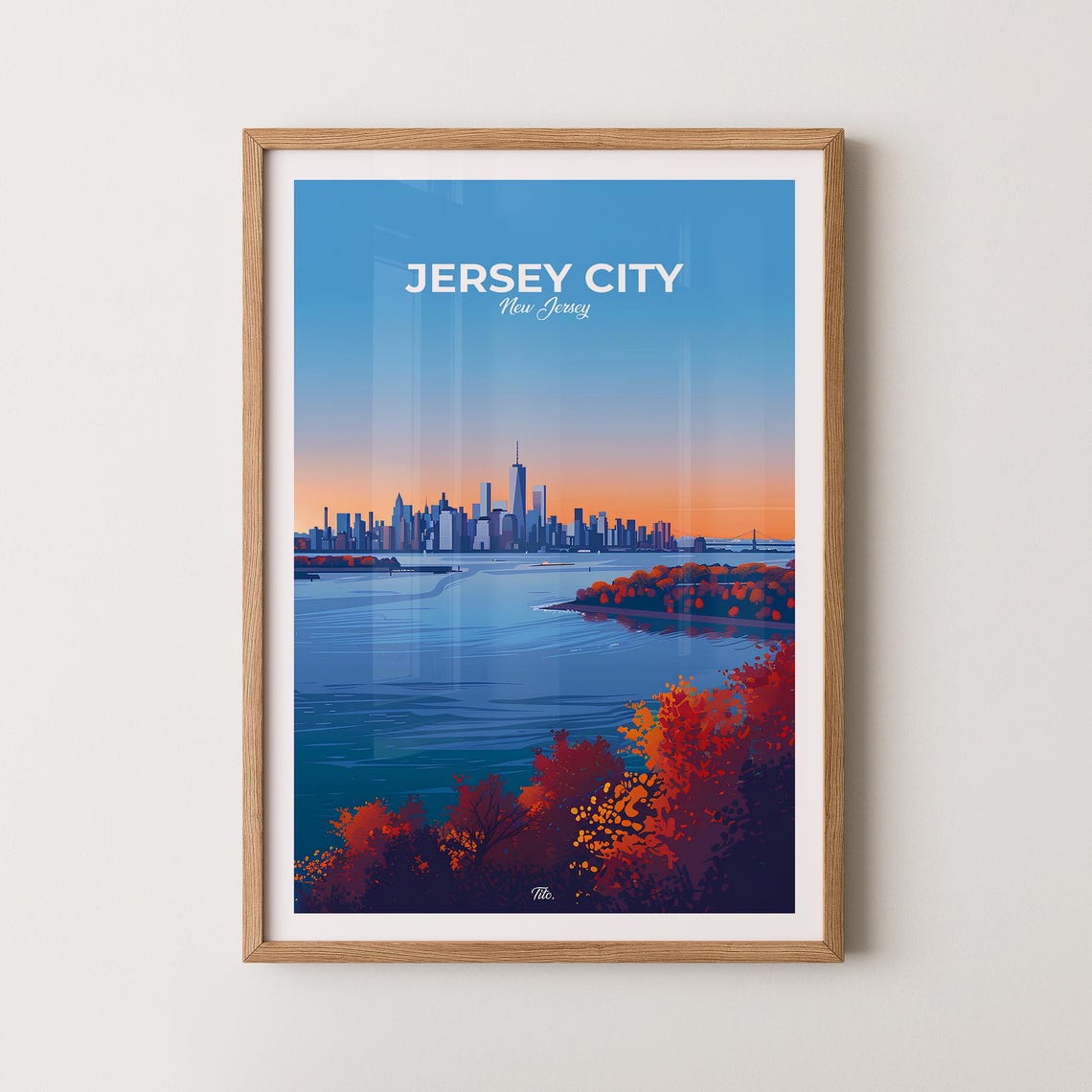 Jersey City Poster Jersey City Travel Poster Jersey City Art Print Jersey City Wall Art New Jersey Poster Gift For Travelers