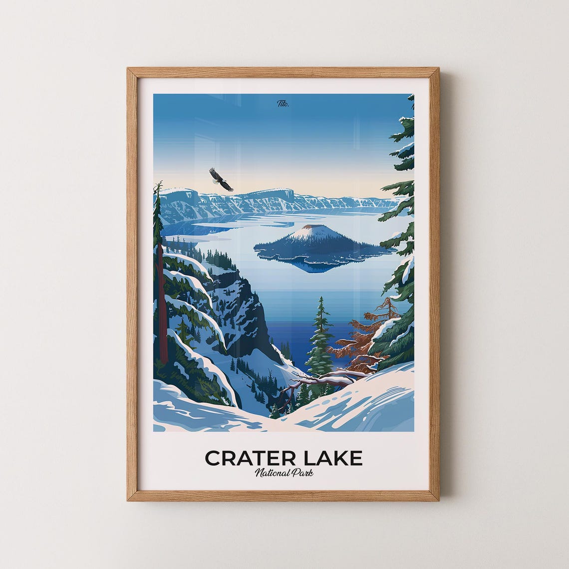 Crater Lake Poster Crater Lake Travel Poster Crater Lake Art Print Crater Lake Wall Art National Park Poster Gift For Travelers