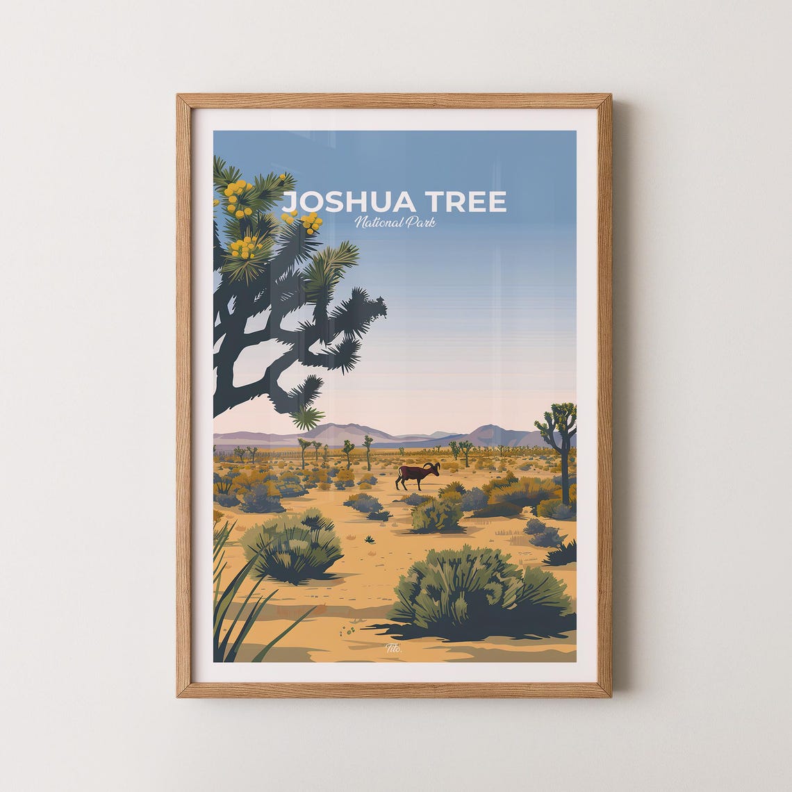 Joshua Tree National Park Desert Bighorn Sheep Travel Poster Art