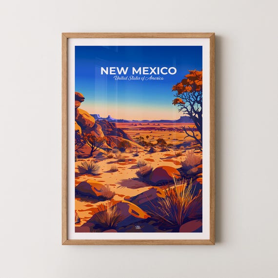 New Mexico Poster New Mexico Travel Poster New Mexico Art Print New Mexico Wall Art Usa Poster Gift For Travelers