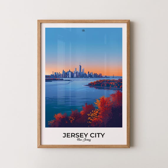 Jersey City Poster Jersey City Travel Poster Jersey City Art Print Jersey City Wall Art New Jersey Poster Gift For Travelers