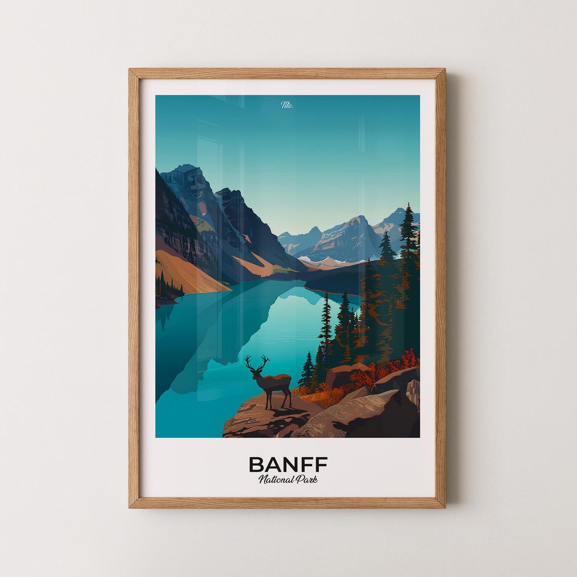 Banff National Park Elk Overlooking Turquoise Lake Peaks Poster