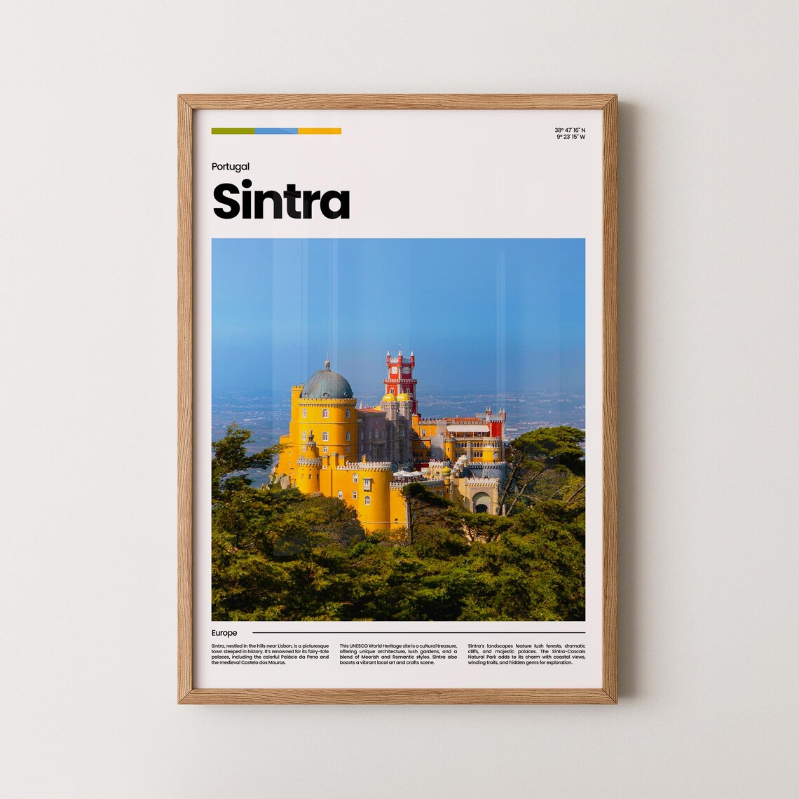 Sintra Portugal Pena Palace Colorful Hill Photo Travel Poster