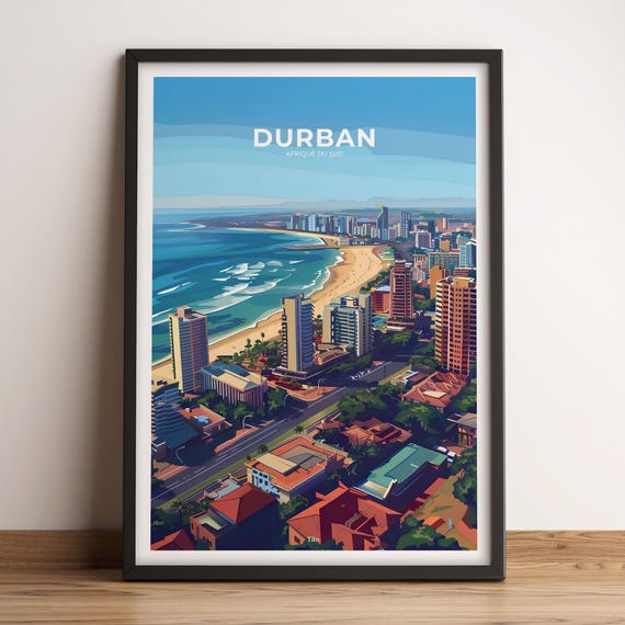 Durban Poster Durban Travel Poster Durban Art Print Durban Poster Durban South Africa Customizable Gift