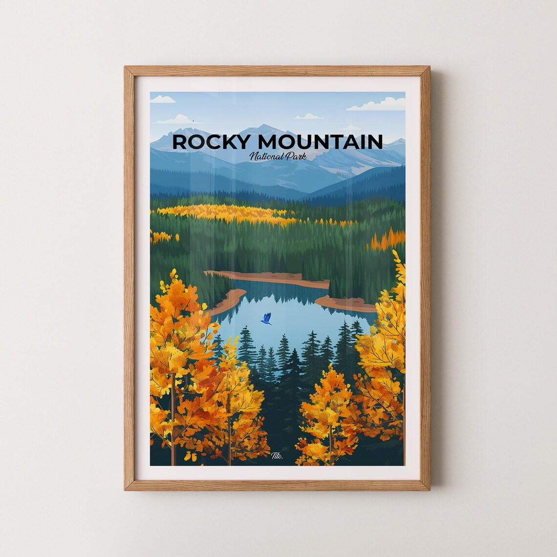 Rocky Mountain Poster Rocky Mountain Travel Poster Rocky Mountain Print Rocky Mountain Art National Park Poster Gift For Travelers
