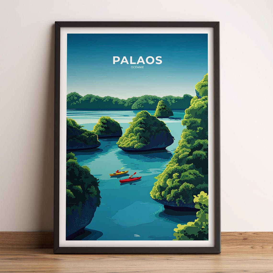 Palau Tropical Limestone Islands Kayak Adventure Travel Poster