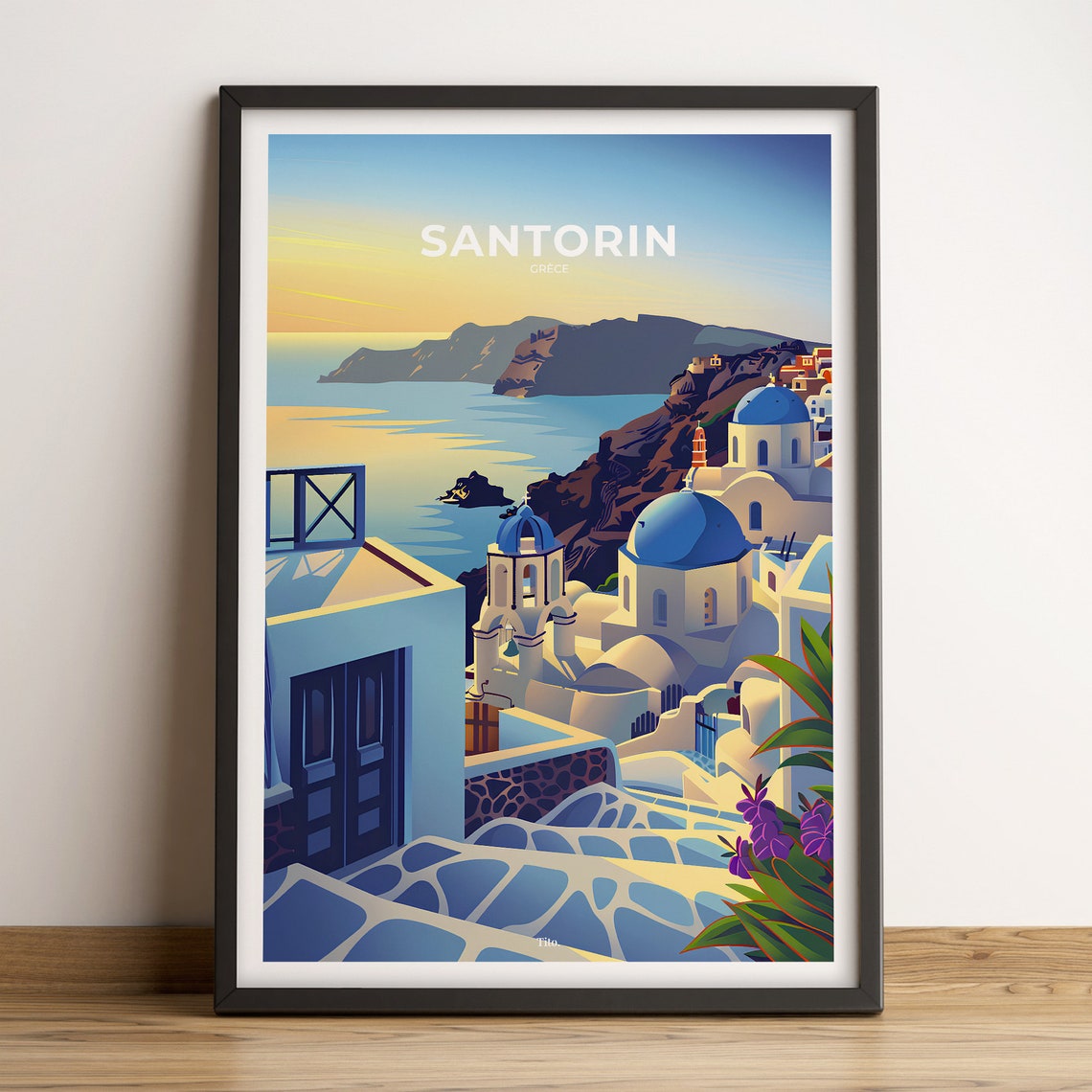 Santorini Travel Poster, Greece Gift