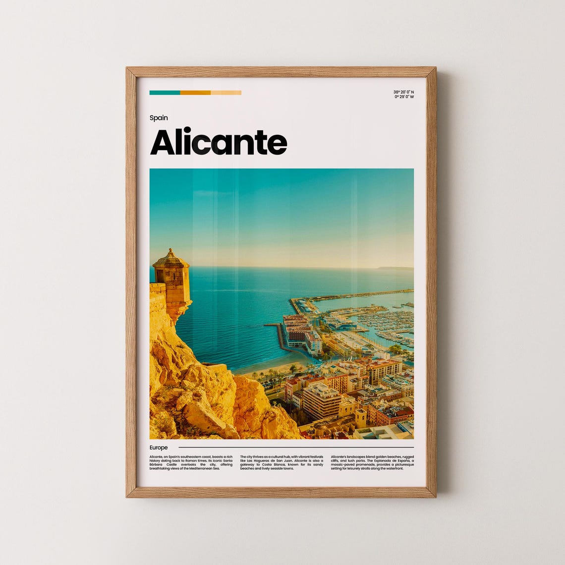Alicante Spain Santa Barbara Castle Port View Photo Travel Poster