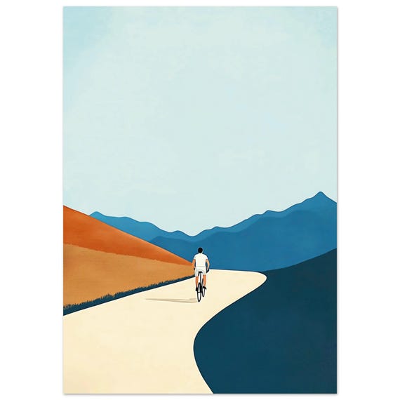 Cycling Wall Art Poster Print Cycle Illustration Gift For Cyclist Modern Artwork