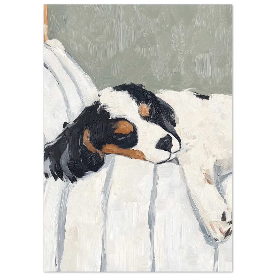 Cavalier King Charles Spaniel Sleeping Puppy Dog Painting Poster