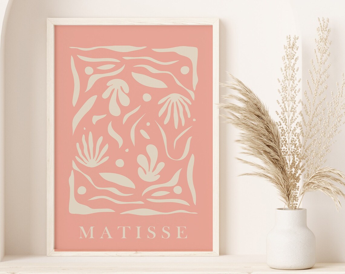Henri Matisse Light Coral Doodle Cut Out Playful Style Poster