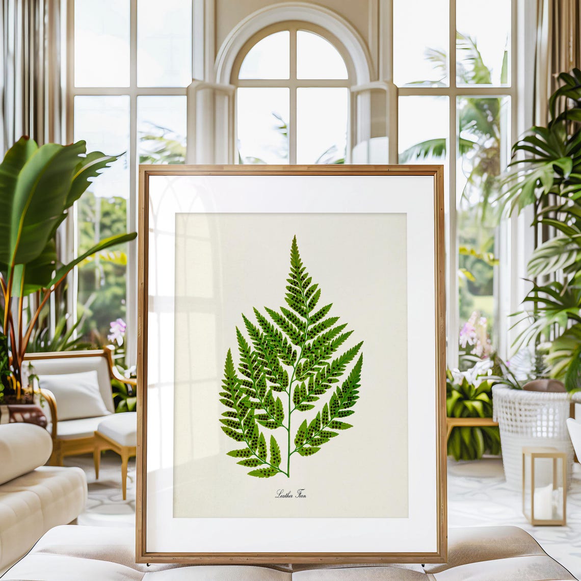 Leather Fern Spotted Green Fronds Vintage Botanical Study Poster - Image 3