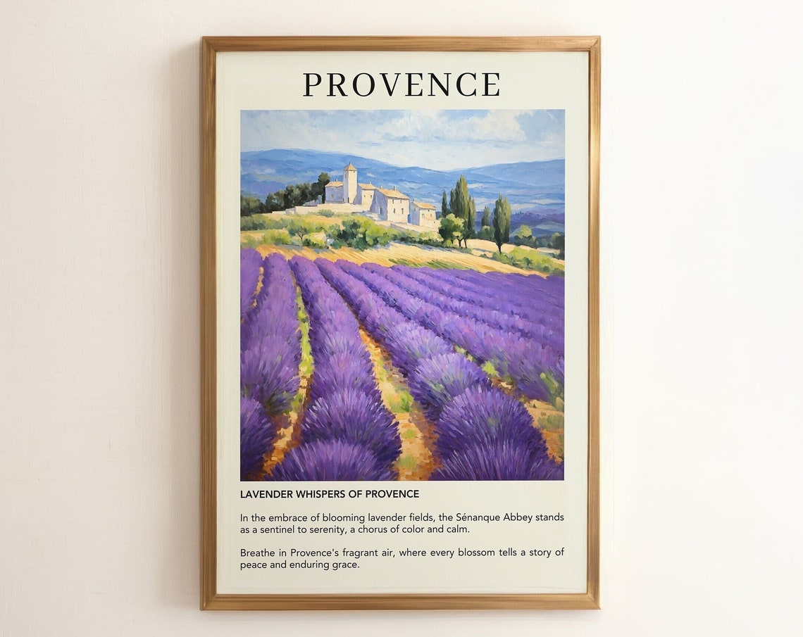 Provence France Travel Poster Print French Riviera Lavender Fields Oil Painting Home Wall Decor Gift For Lovers Vintage Art
