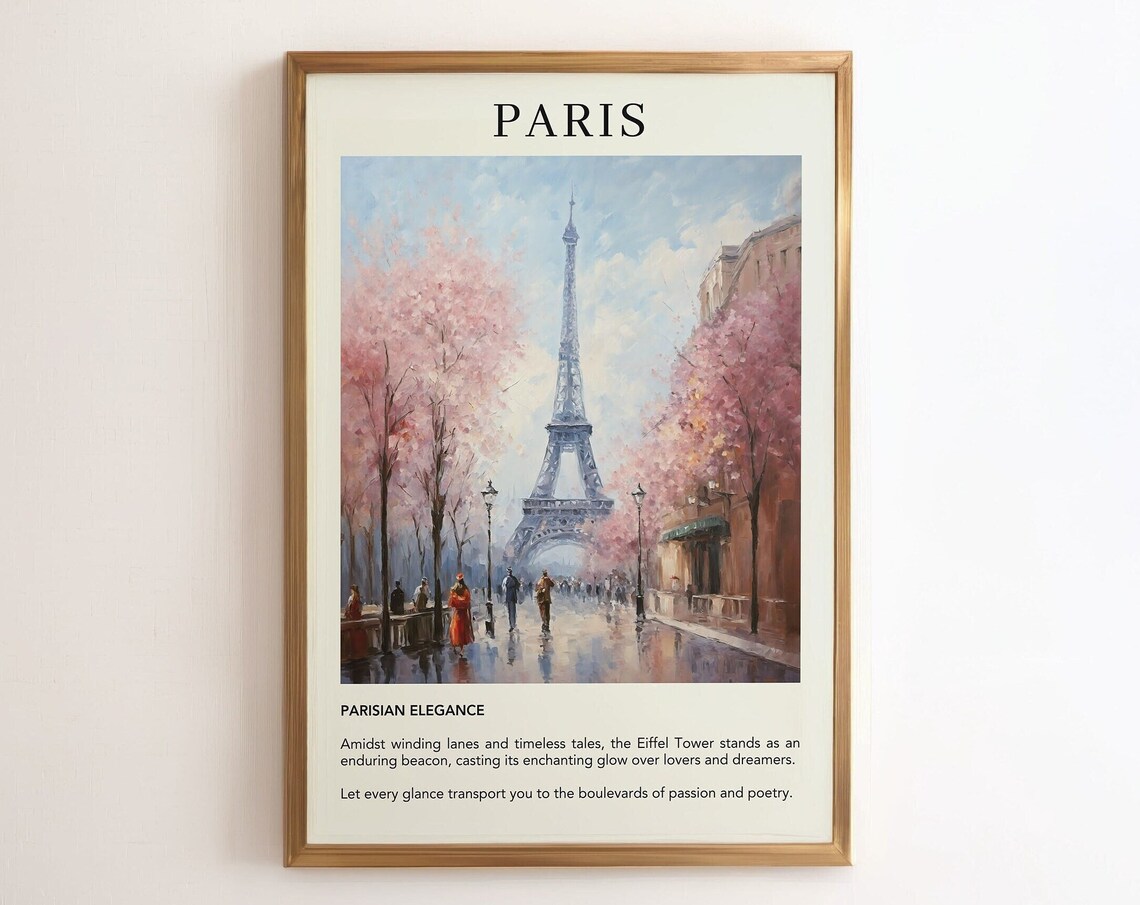 Paris Travel Poster Print Eiffel Tower Oil Painting Home Wall Decor Gift For Lovers Romantic Vintage Europe France Art Traveler