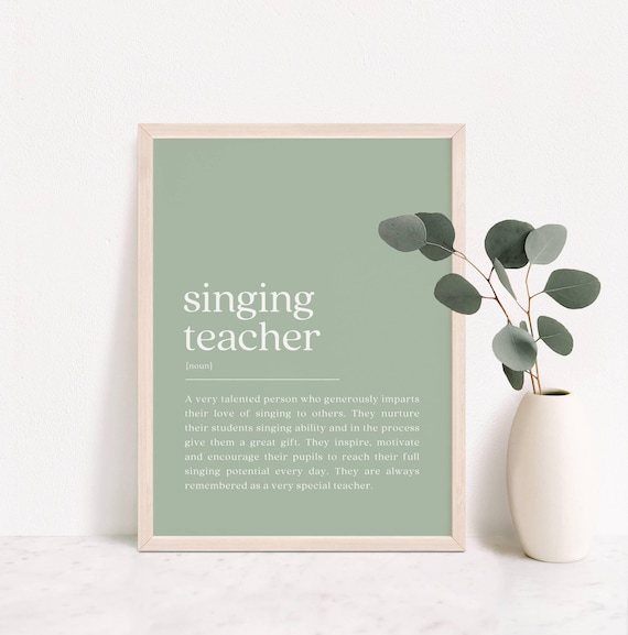 Singing Teacher Dictionary Definition Sage Green Gift Poster