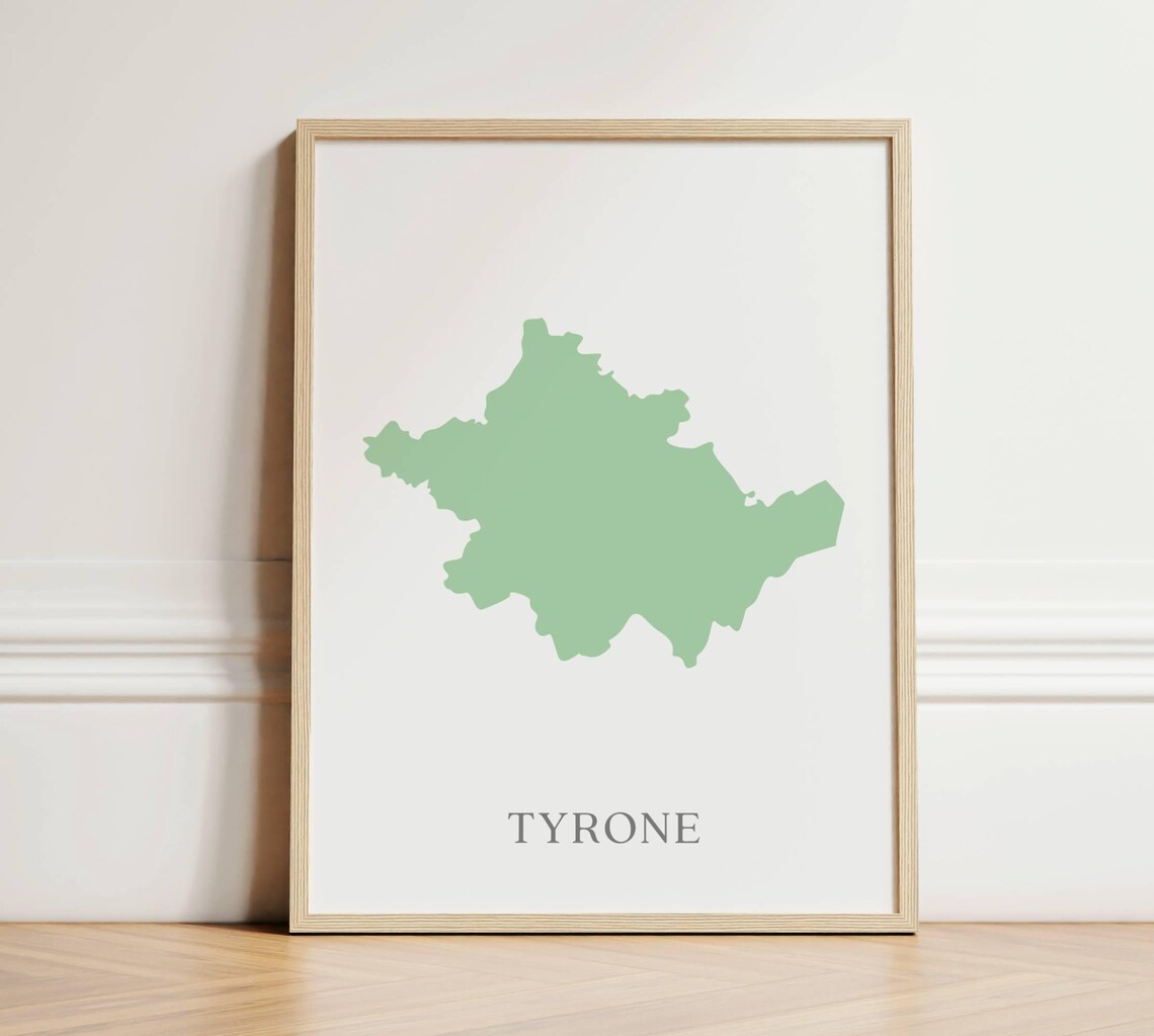 County Tyrone Map, Irish Home Decor Art Print