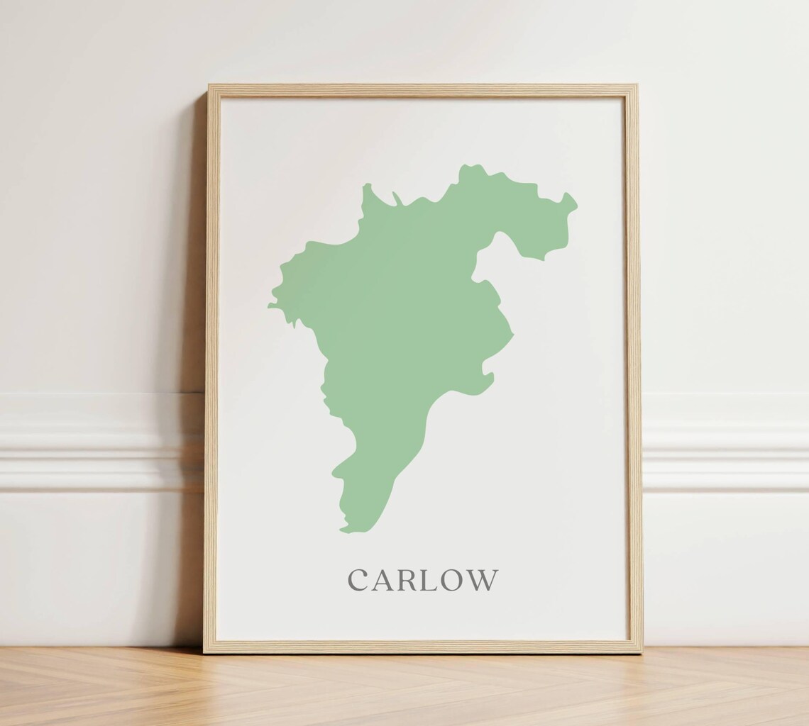 County Carlow Map, Irish Home Decor Art Print