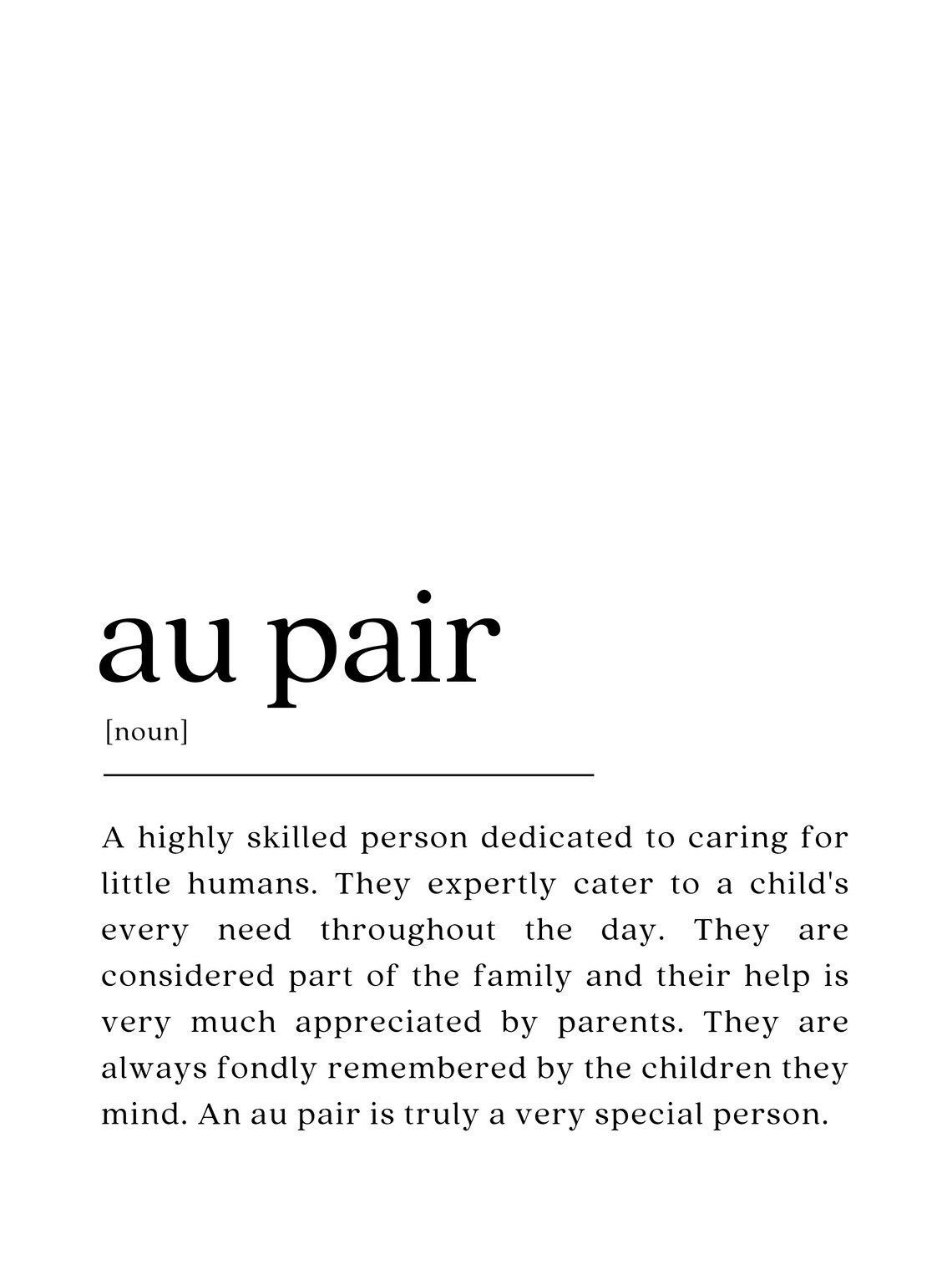 Au Pair Definition Print, Appreciation Gift - Image 2