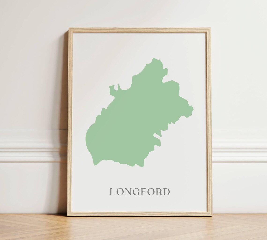 County Longford Map, Irish Home Decor Print