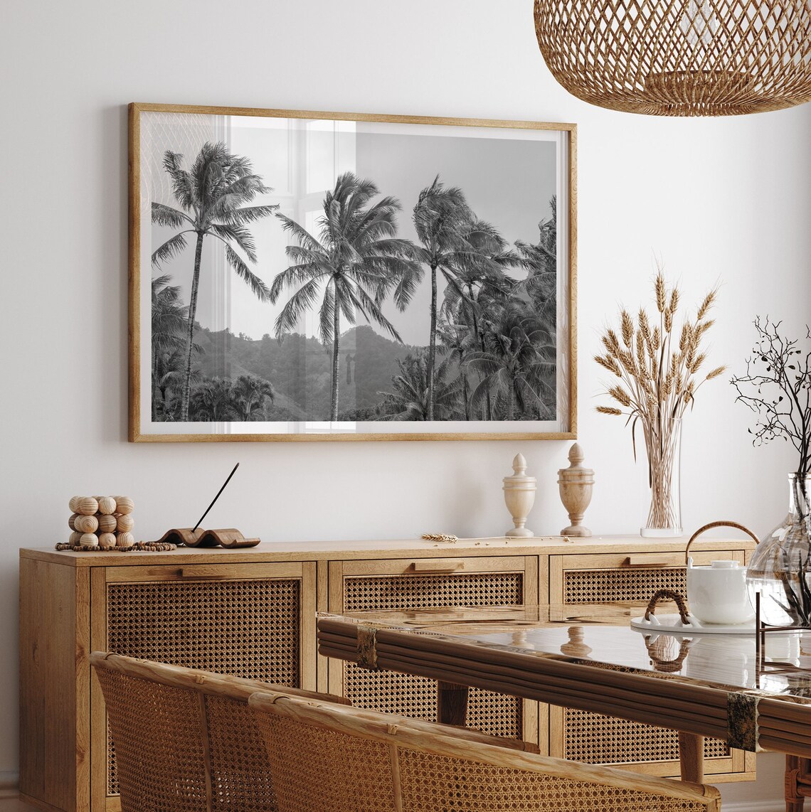 Black and White Hawaii Tropical Beach Art Print - Image 4