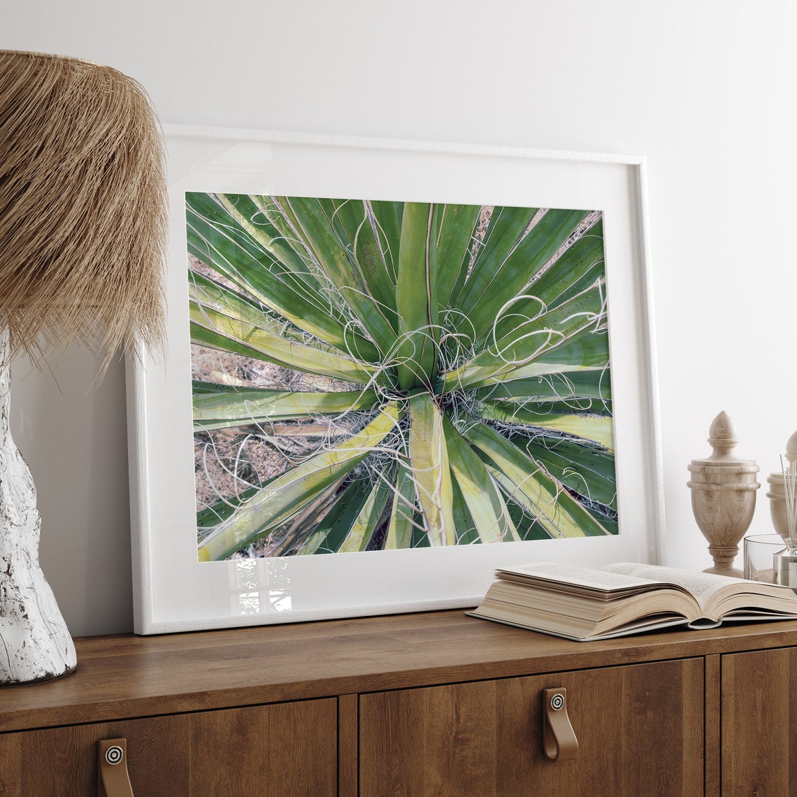 Desert Yucca Plant Top Down View Green Leaves Minimalist Nature Print - Image 2