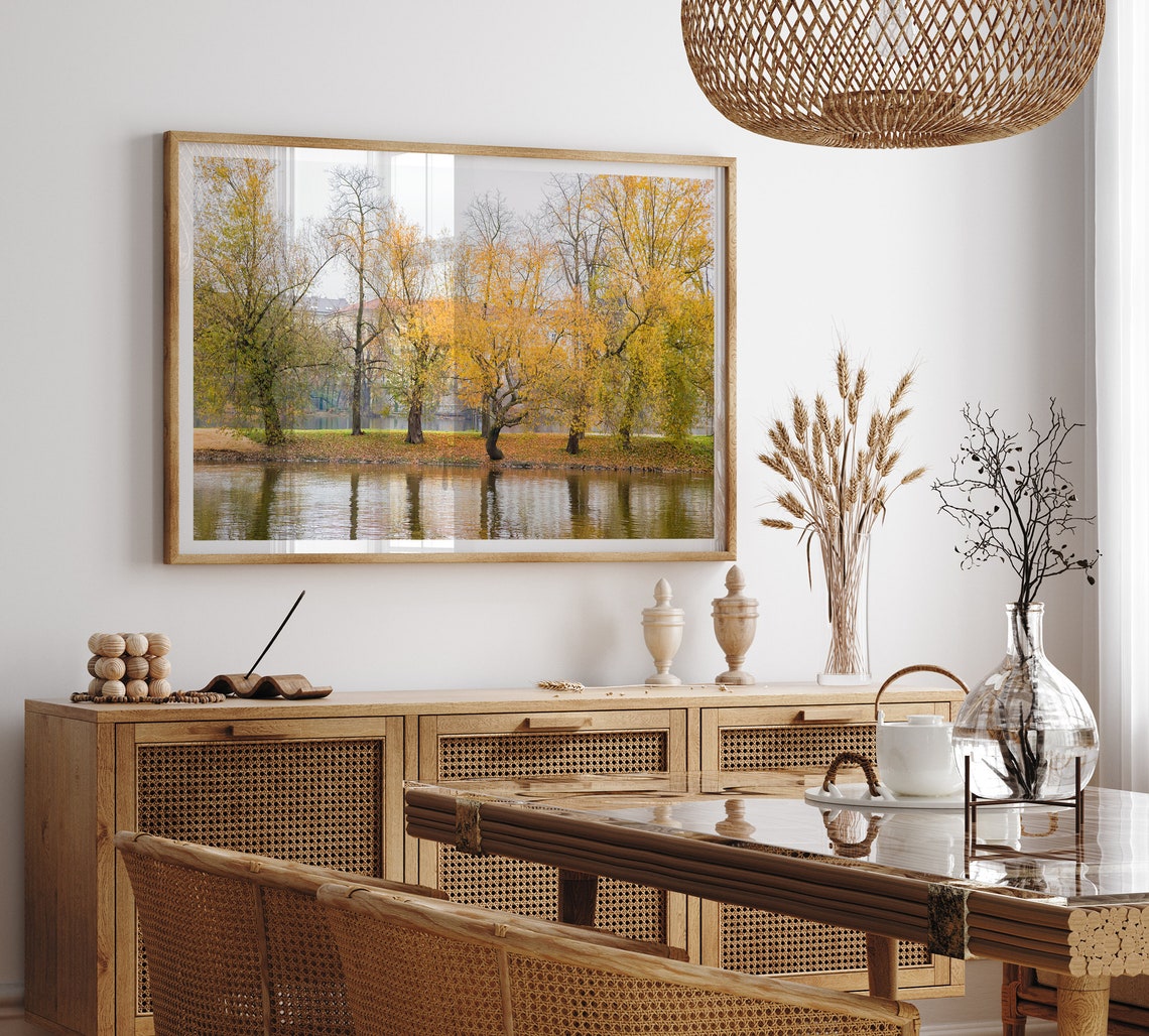 Prague Czech Autumn Trees Along River Golden Reflections Poster - Image 4