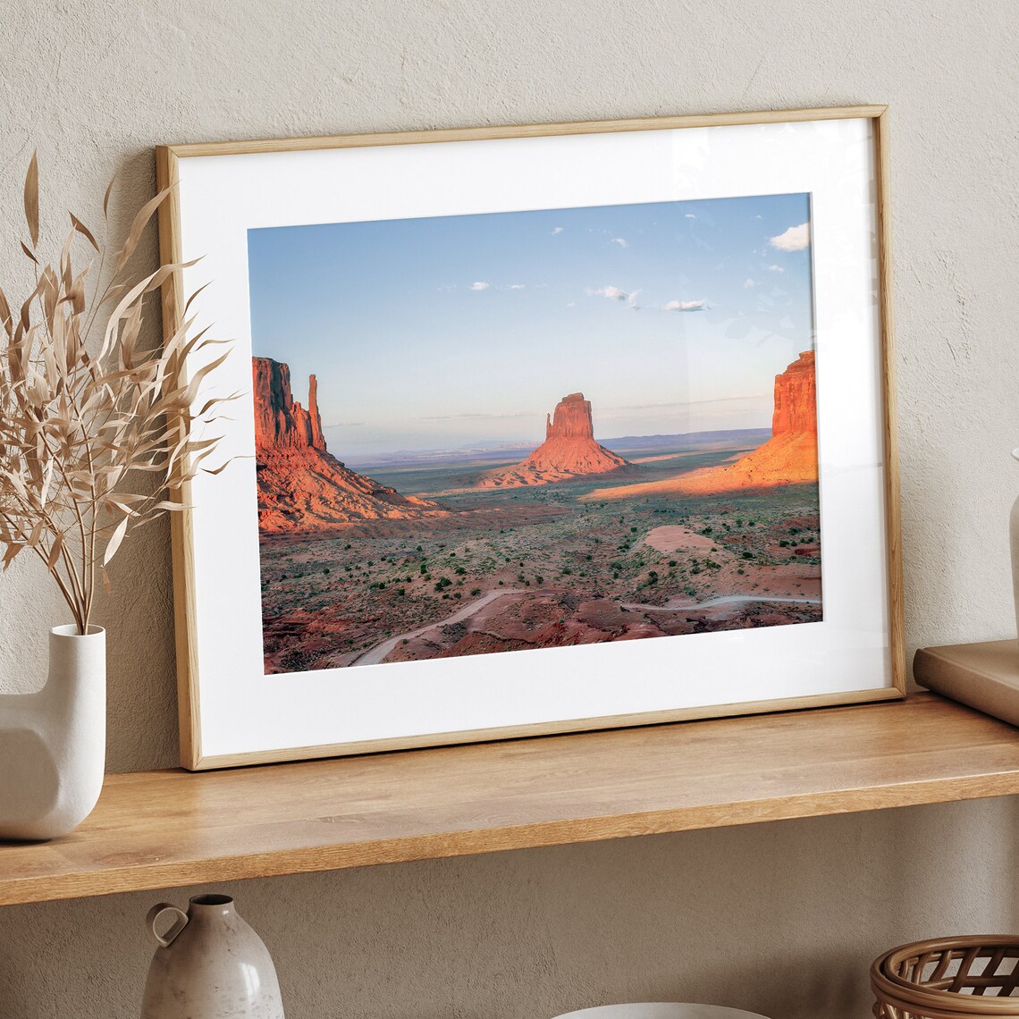 Monument Valley Red Rock Buttes Golden Light Desert Skyline Poster - Image 2