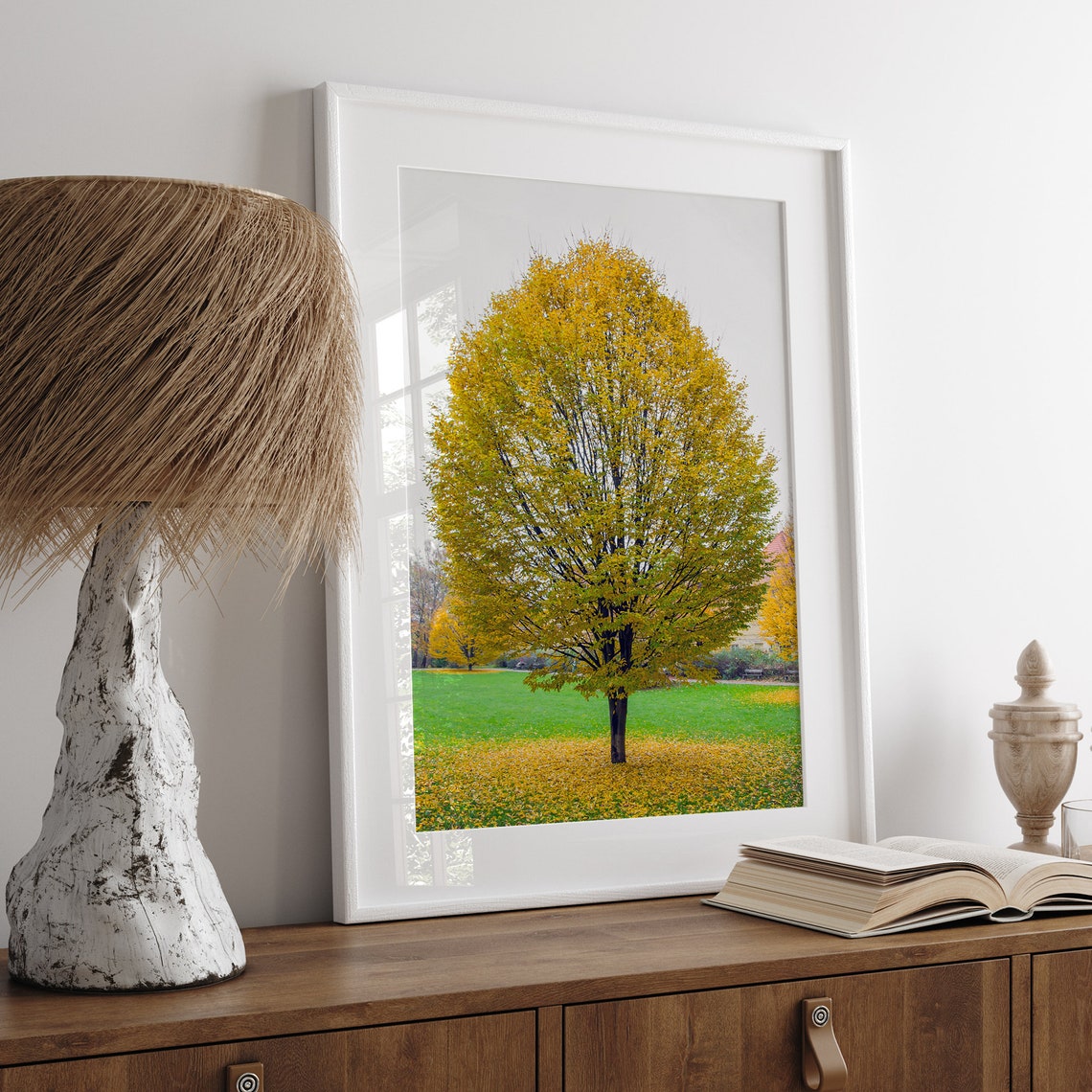 Golden Autumn Tree In Park Fall Foliage Carpet Serene Nature Poster - Image 3