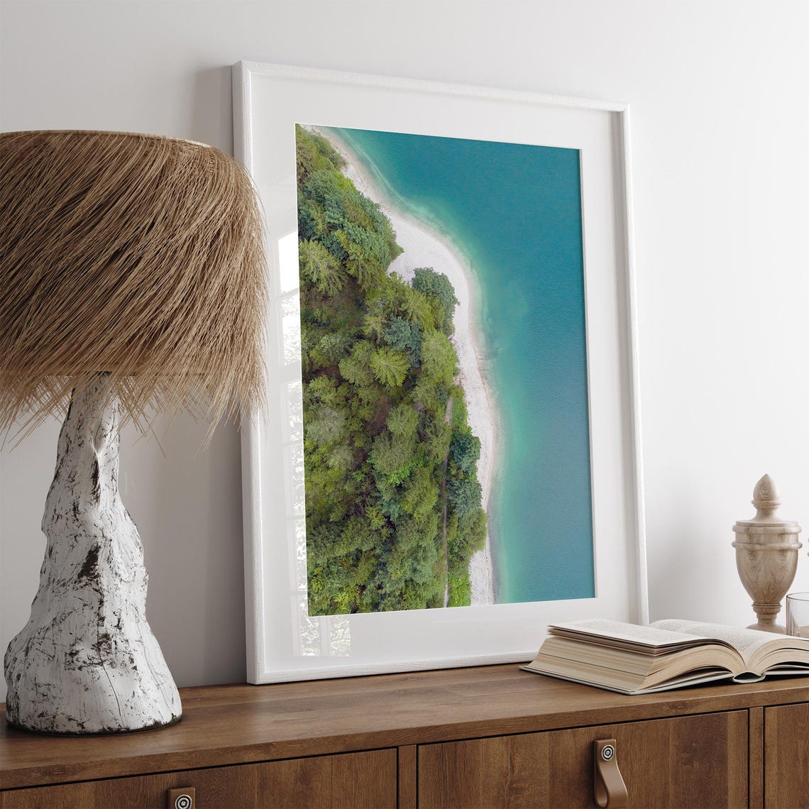 Aerial Forest Shoreline Turquoise Lake White Beach Drone View Poster - Image 5
