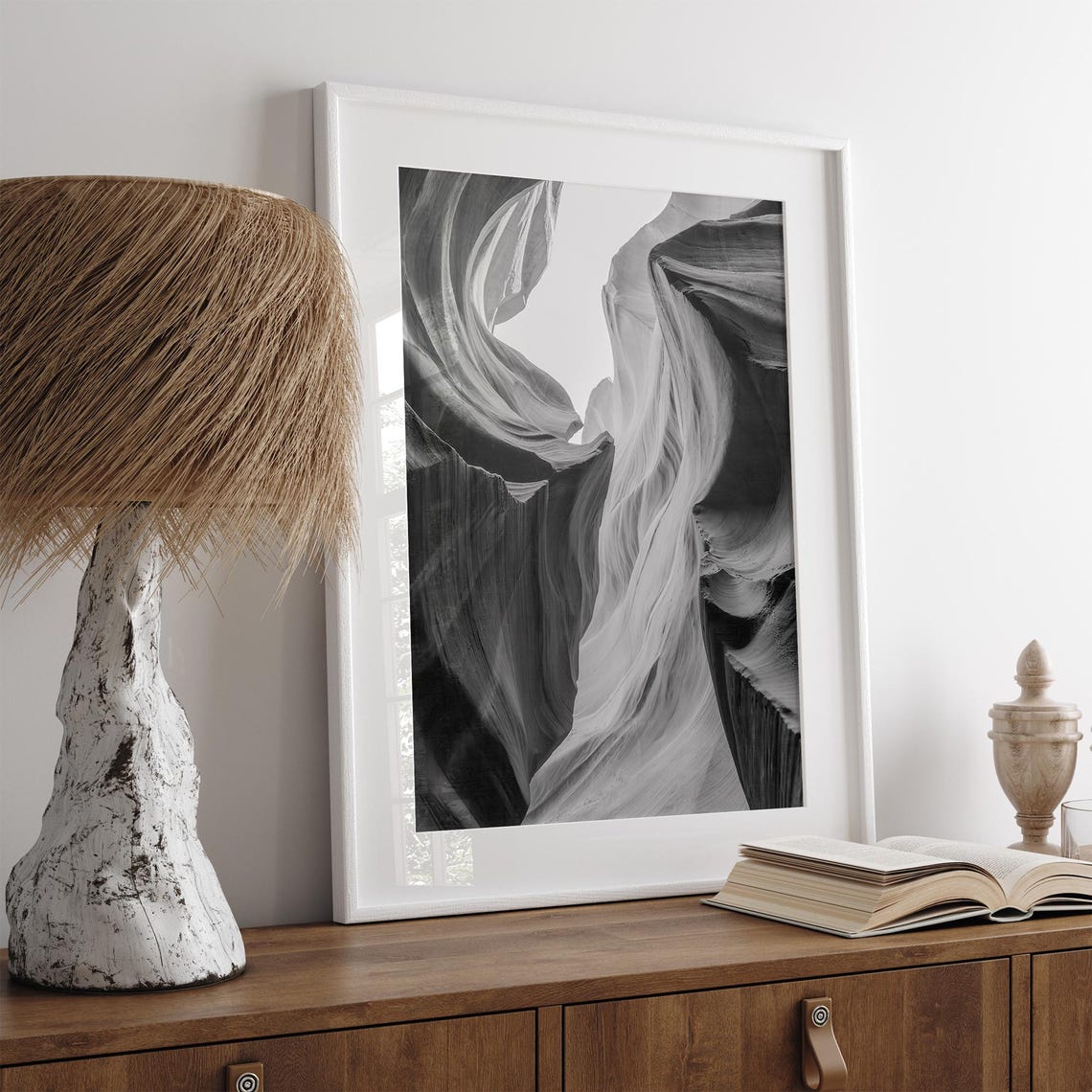 Antelope Canyon Black And White Slot Canyon Swirling Rock Wall Poster - Image 3